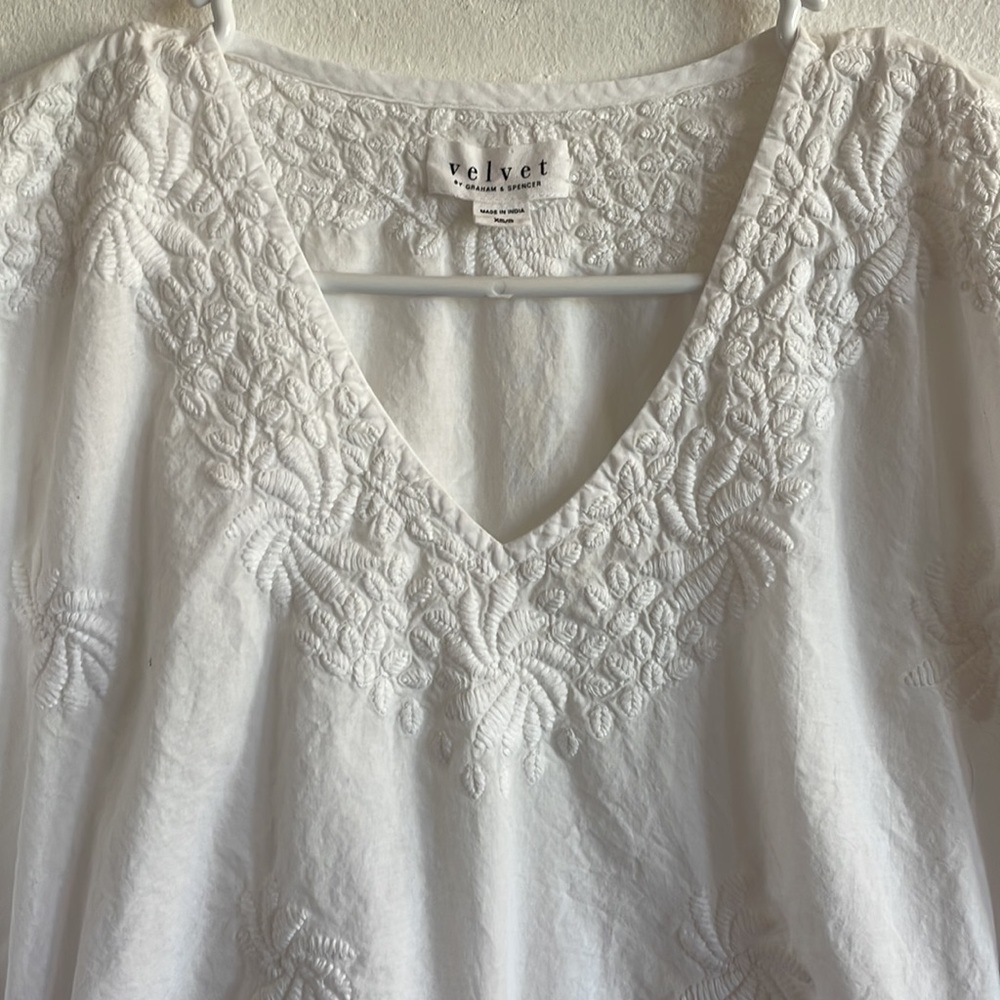 VELVET BY SPENCER & GRAHAM WHITE LUCEE EMBROIDERED SWIM COVERUP/CAFTAN - Picture 4 of 7
